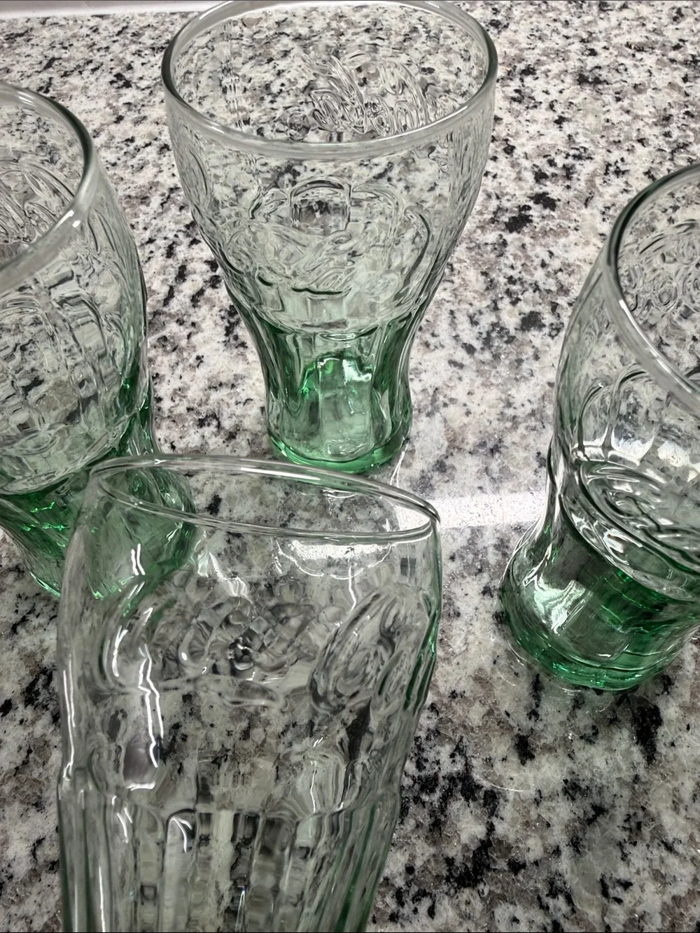 Green Embossed “Coca-Cola” Glass Tumblers qty 4